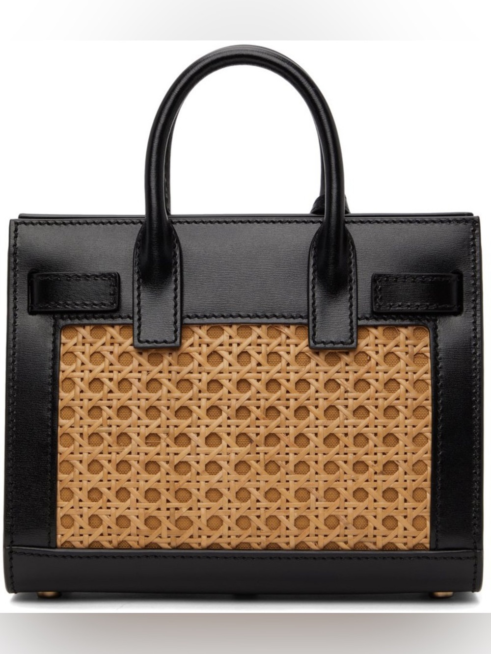 Saint Laurent Black Leather and Natural Rattan Classic Sac De Jour Nano Tote - Picture 3 of 16